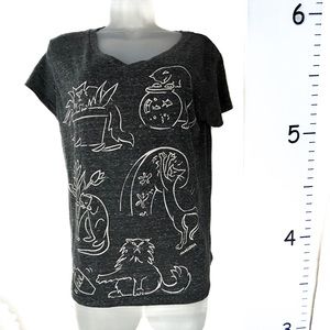 Marushka Gray Heathered Cat Antics‎ T-shirt Small